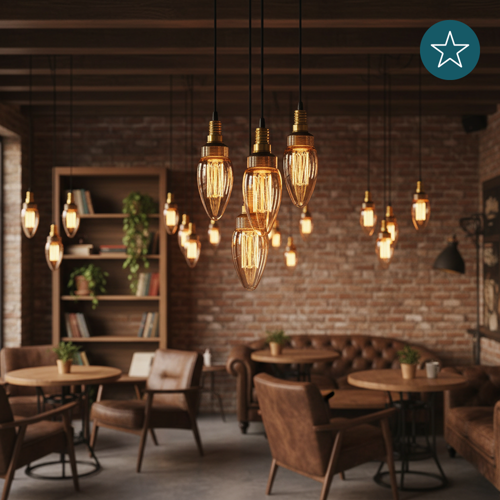 LED Filament Leuchtmittel, Vintage Dekoleuchte, Kerze C35, E14, 2.3W, 65lm, 1800K, dimmbar