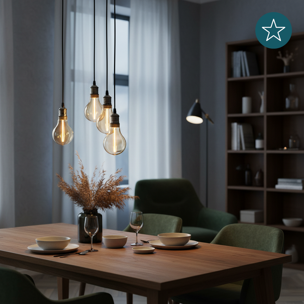 LED Filament Leuchtmittel, LINE, Amber, Bulb A60, E27, 2W, 65lm, 1800K, dimmbar