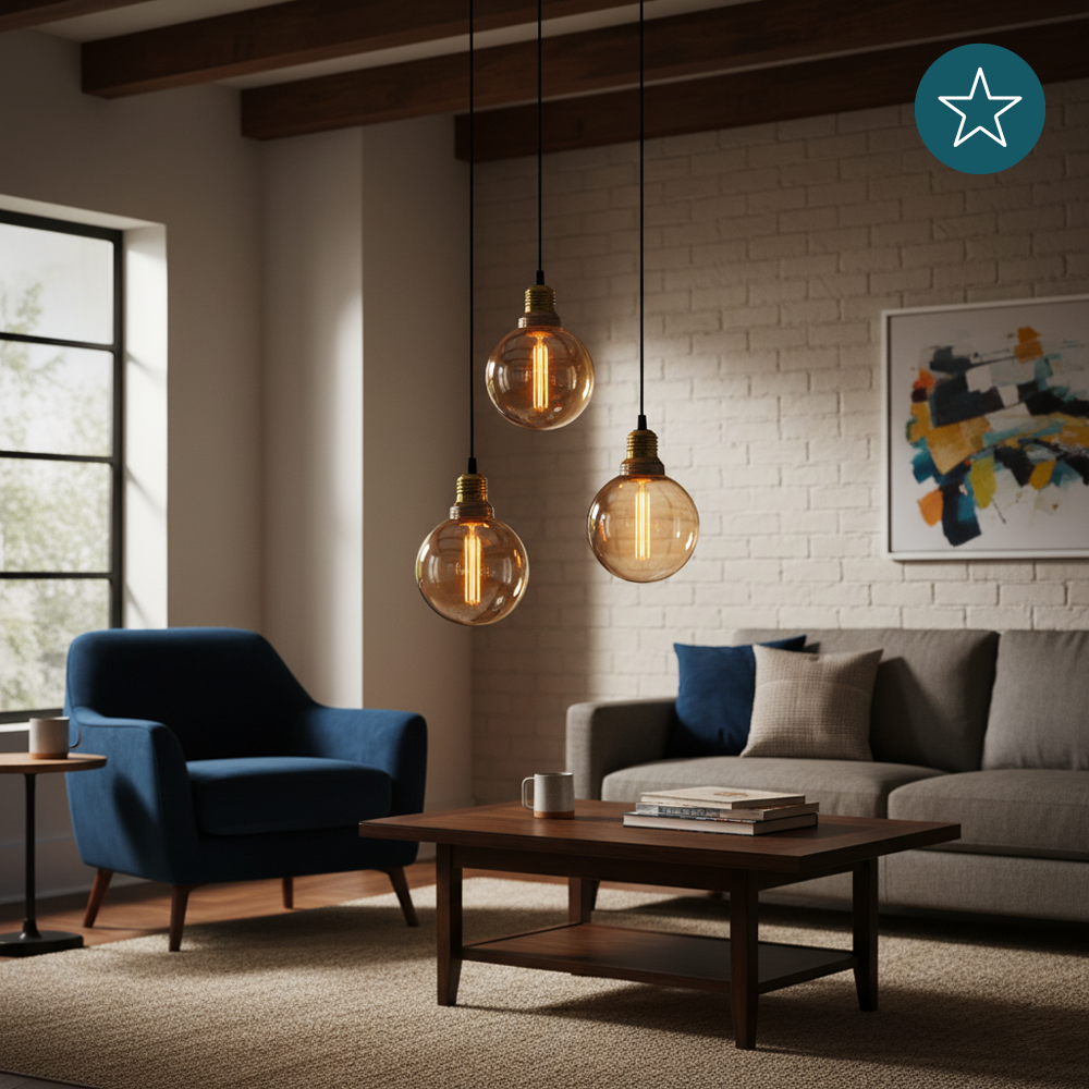 LED Filament Leuchtmittel, LINE, Amber, Globe G80, E27, 2W, 65lm, 1800K, dimmbar