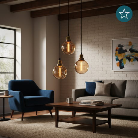 LED Filament Leuchtmittel, LINE, Amber, Globe G80, E27, 2W, 65lm, 1800K, dimmbar