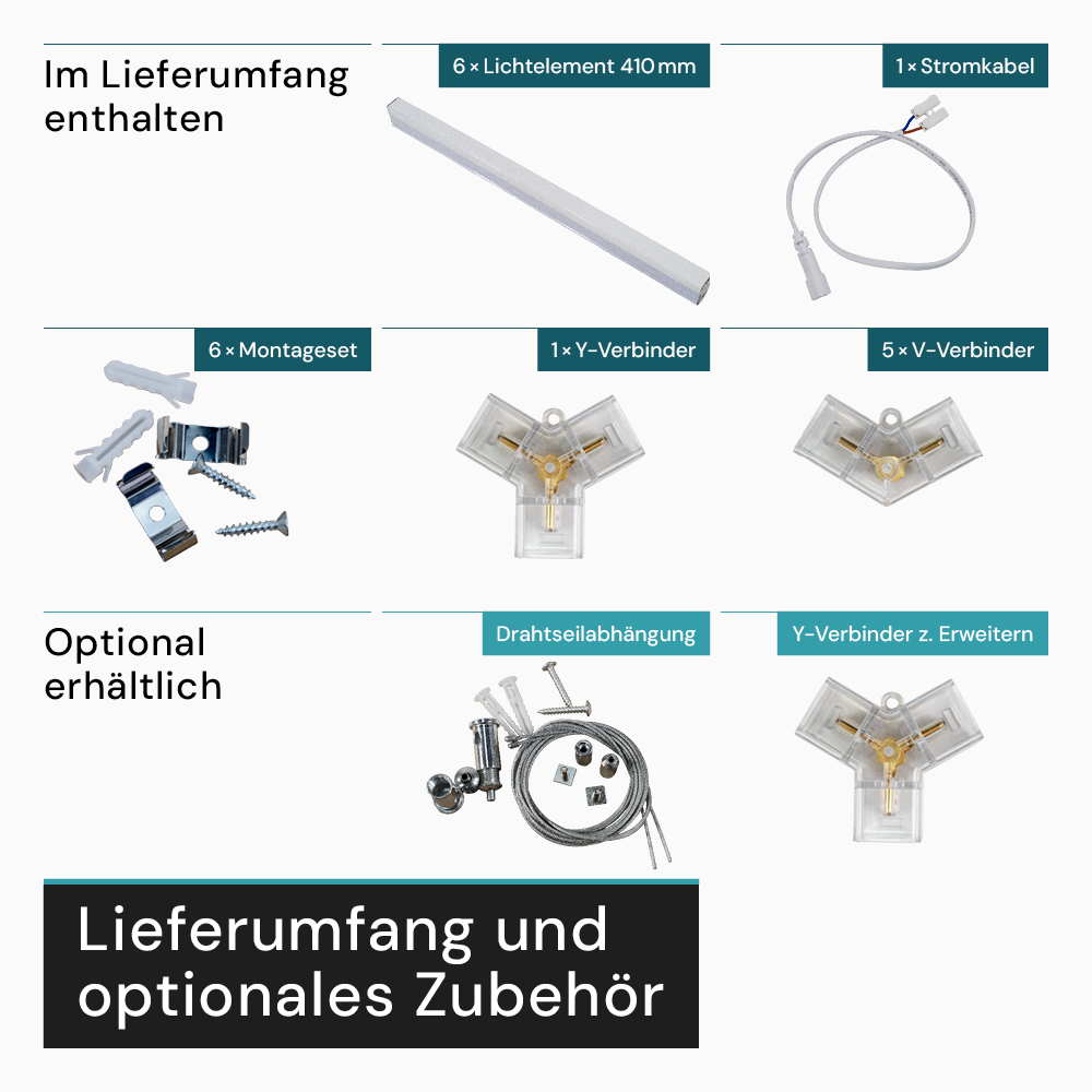 LED Deckenleuchte, HexaForm, 1er Set, 6500 K (Kaltweiß), Hexagon Leuchte, 40 W Garagenlampe, Salon Beleuchtung