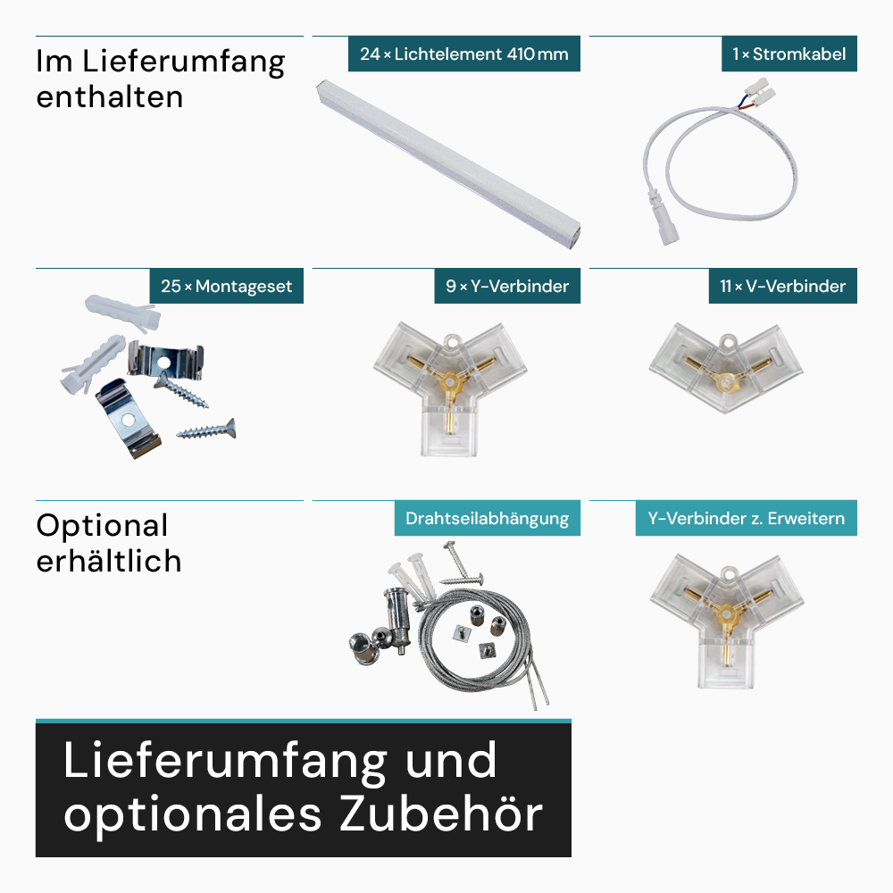 LED Deckenleuchte, HexaForm, 5er Set, 6500 K (Kaltweiß), Hexagon Leuchte, Garagenlampe, Salon Beleuchtung