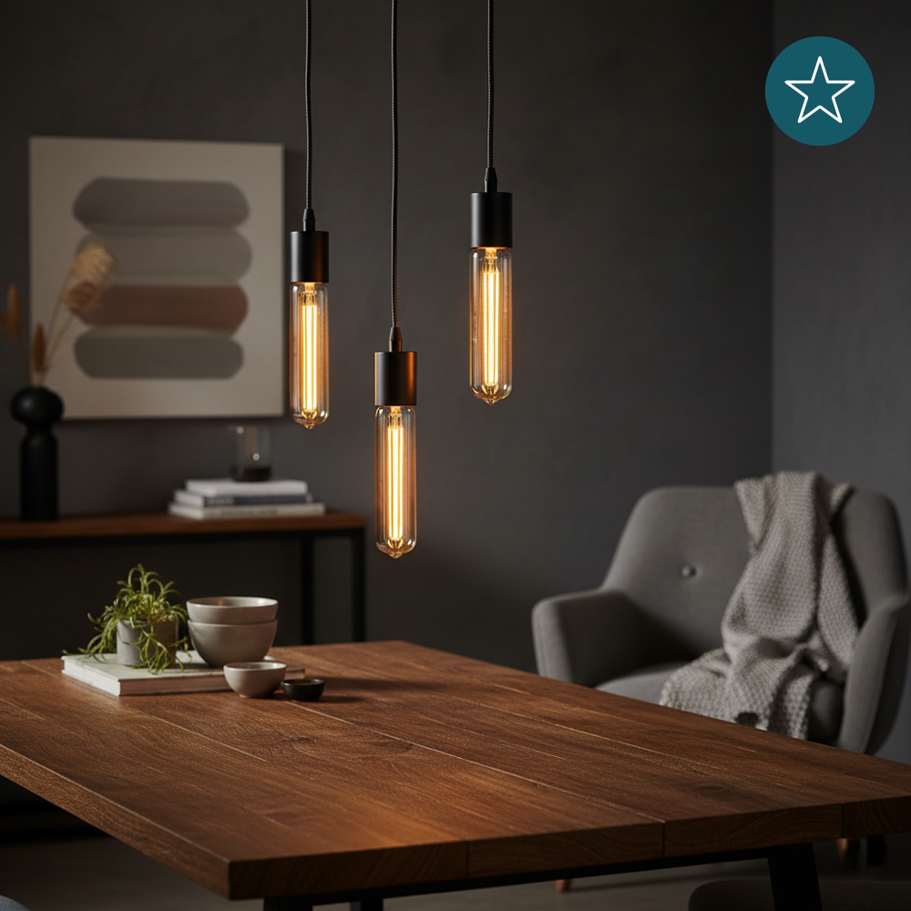 LED Filament Leuchtmittel, TUBE LINE, Amber, E27, T30, 2W, 65lm, 1800K, dimmbar