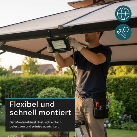 RGB LED-Fluter, 50 W, schwarz, IP65, mit Fernbedienung, RGBW-Farbwechsel