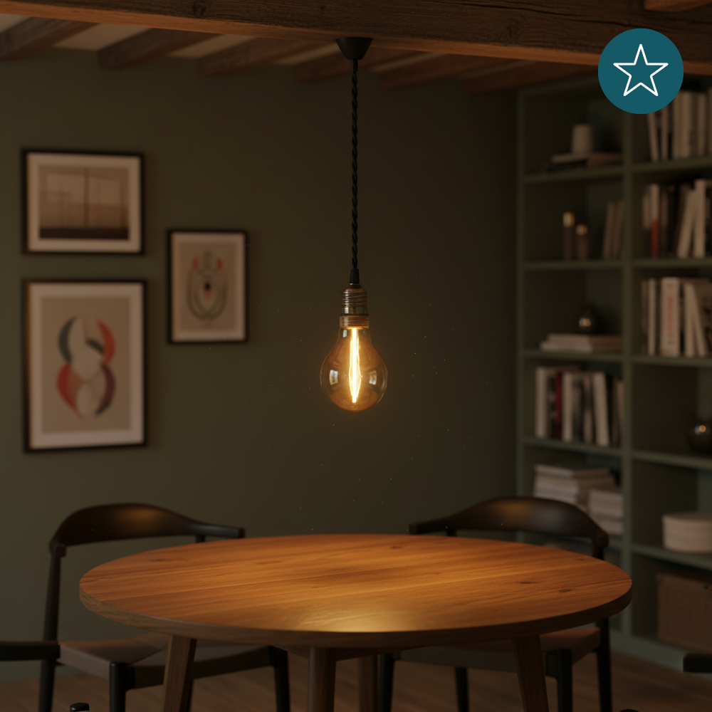 LED Filament Leuchtmittel, LINE, Amber, Bulb A60, E27, 2W, 65lm, 1800K, dimmbar