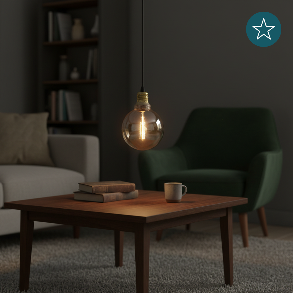 LED Filament Leuchtmittel, LINE, Amber, Globe G80, E27, 2W, 65lm, 1800K, dimmbar