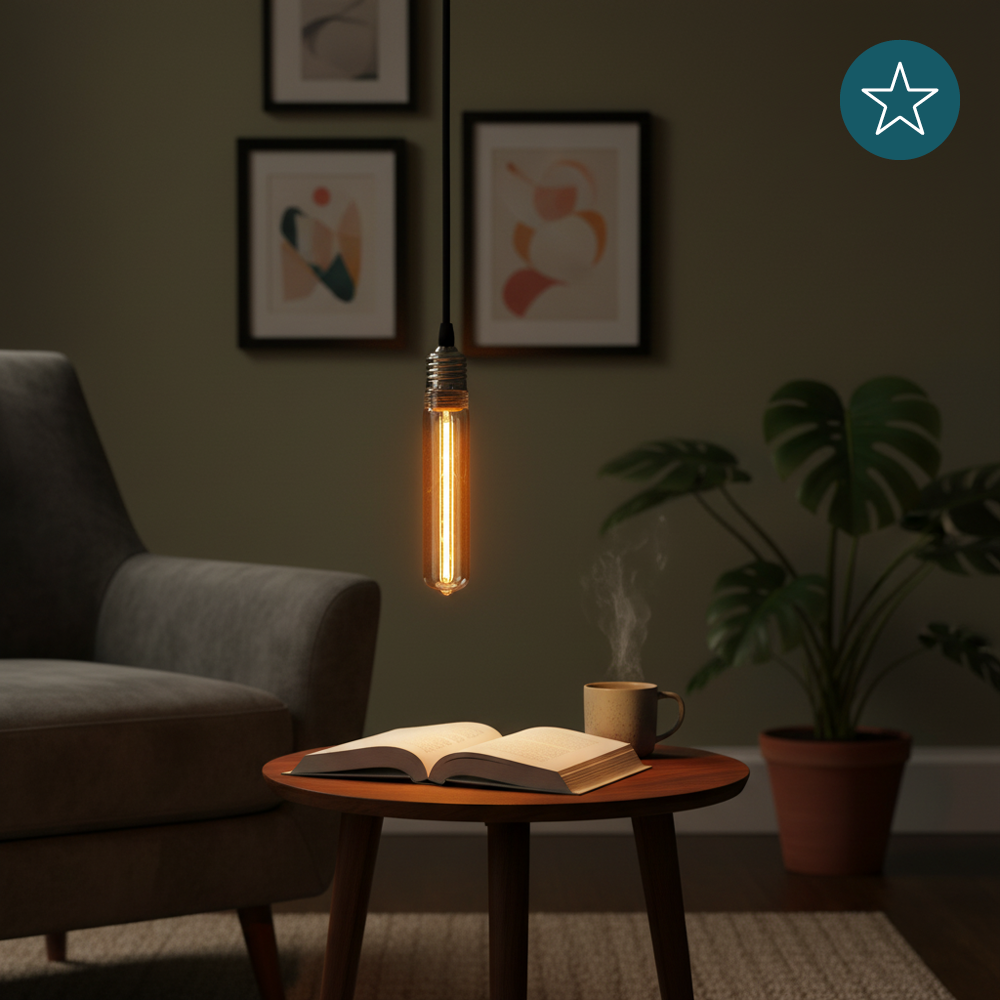 LED Filament Leuchtmittel, TUBE LINE, Amber, E27, T30, 2W, 65lm, 1800K, dimmbar