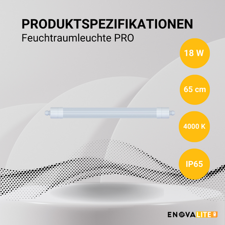 9er Pack LED Feuchtraumleuchte PRO, 65cm, 18W, 2070 lm, 4000K (neutralweiß), IP65, OSRAM-Netzteil, Steckklemme, durchschleifbar.