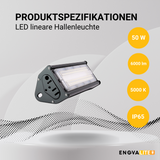LED-Hallenleuchte, linear, 50 W, 6000 lm, 5000 K (neutralweiß), IP65, TÜV-geprüft, ENEC-Zertifizierung