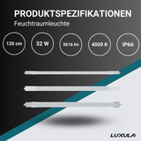 10er Pack LED Feuchtraumleuchte, 120 cm, 32 W, 3616 lm, 4000 K (neutralweiß), IP66, durchschleifbar, Fast Connector