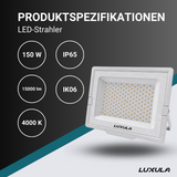 LED-Fluter, 150 W, 4000 K (neutralweiß), 15000 lm, weiß, IP65, TÜV-geprüft