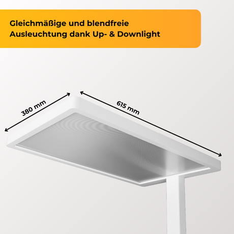 LED Büro-Stehleuchte Up&Down mit Sensor, 110W, 10.500lm, 4000K, UGR<16, CRI>98, dimmbar.