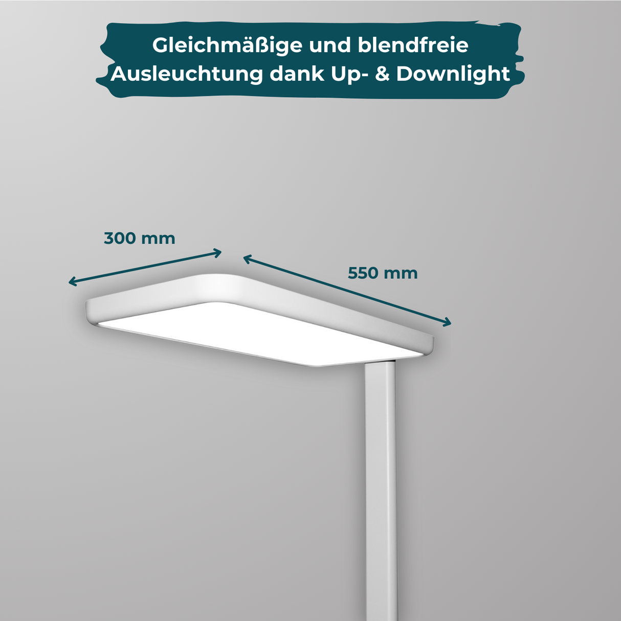 2er Pack LED Büro-Stehleuchte, Up/Down, weiß, 100 W, 7000 lm, 4000 K (neutralweiß), UGR<16, CRI98, dimmbar, RG0, Bridgelux LED, Arbeitsplatzleuchte