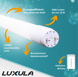 10er Pack LED T8 Röhre, 150 cm, 120 lm/W, 22 W, 2640 lm, 4000 K (neutralweiß), mit Brücke