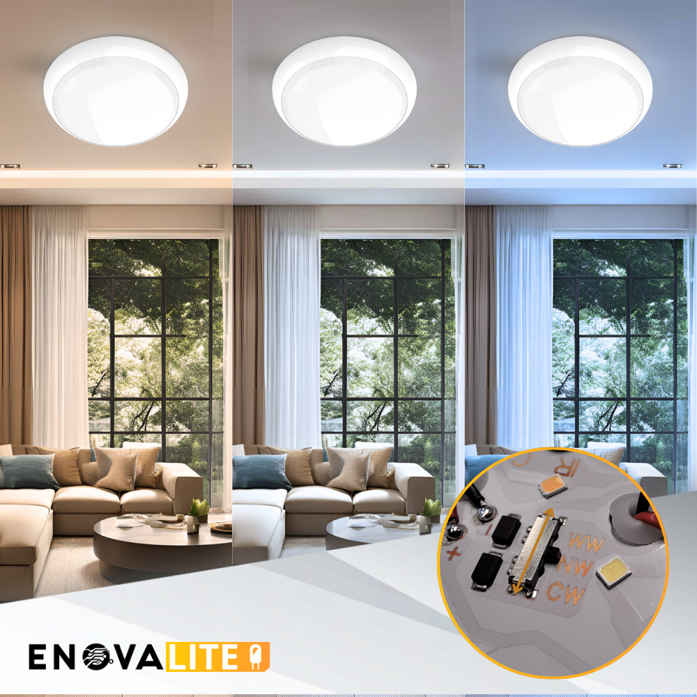 LED-Notstrom Deckenleuchte, mit Fernbedienung, Bewegungsmelder, 8 h Notlicht, 18 W, 1800 lm, 3000-6000 K (warm-, neutral-, kaltweiß), IP65, IK09, Gruppensteuerungsfunktion