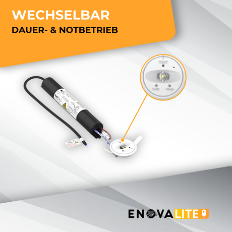 LED-Notstrom Downlight, Fluchtwegleuchte mit Notstromeinheit, Einbauspot, TEST-Funktion.