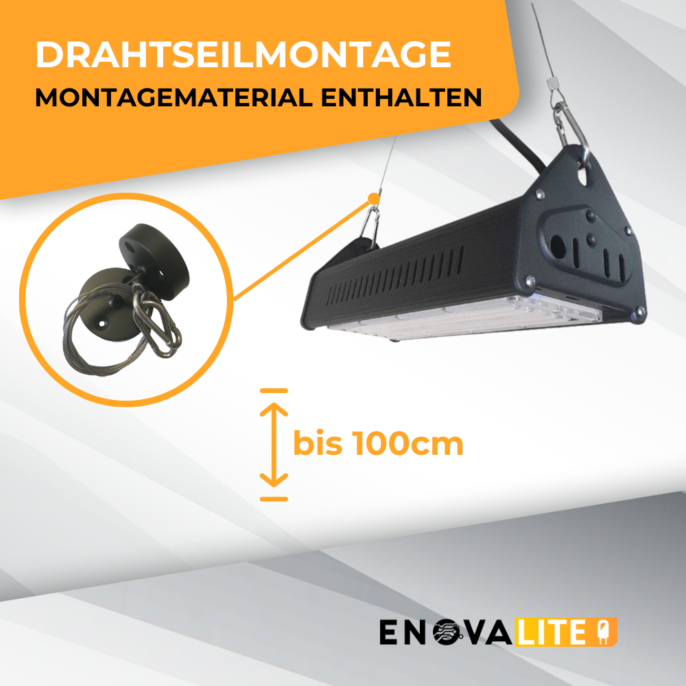 LED-Hallenleuchte, linear, 300 W, 36000 lm, 5000 K (neutralweiß), IP65,ENEC-Zertifizierung