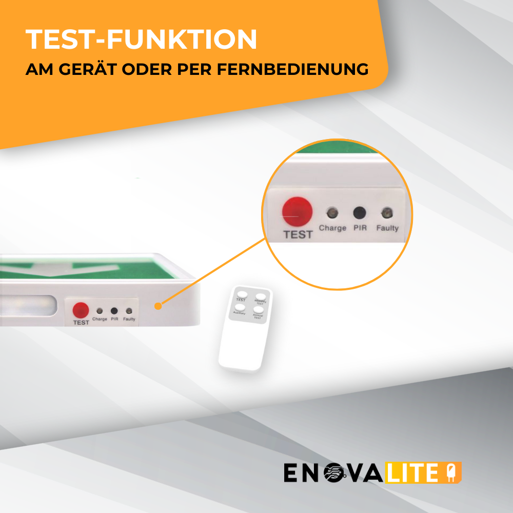 LED-Fluchtwegleuchte mit Fernbedienung, Notausgang mit Notstromeinheit, Anti Panik Licht, TEST-Funktion, Wandmontage
