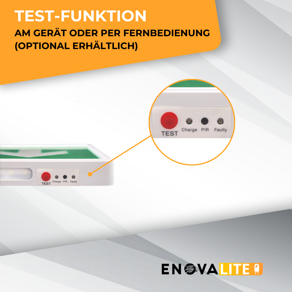 LED-Fluchtwegleuchte, Notausgang mit Notstromeinheit, Anti Panik Licht, TEST-Funktion, Wandmontage