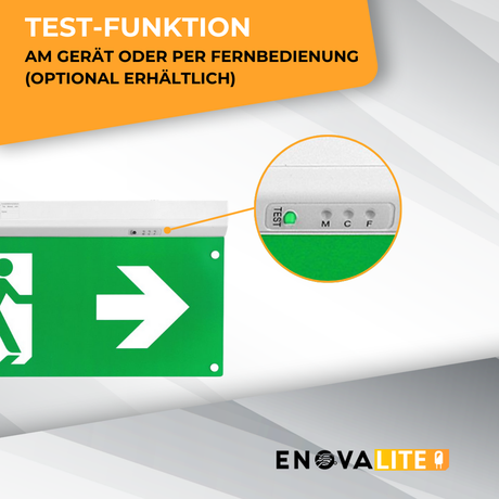 LED-Fluchtwegleuchte 4in1, 8 h Notlicht, Notausgang mit Notstromeinheit, TEST-Funktion, Decken- und Wandmontage.
