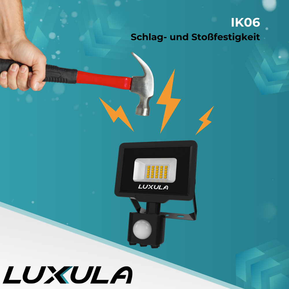 LED-Fluter mit Bewegungsmelder, 30 W, 4000 K (neutralweiß), 3000 lm, schwarz, IP65