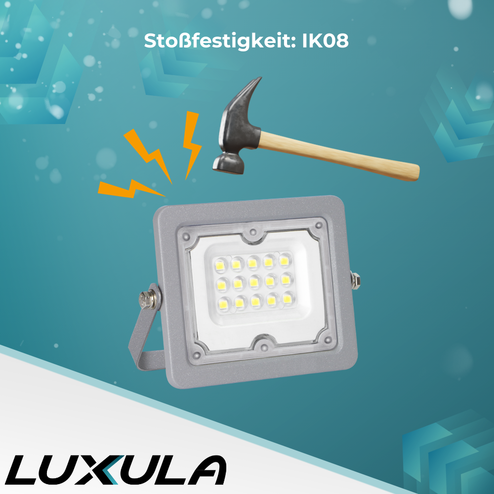 LED-Fluter, 10 W, 4000 K (neutralweiß), 900 lm, grau, IP65