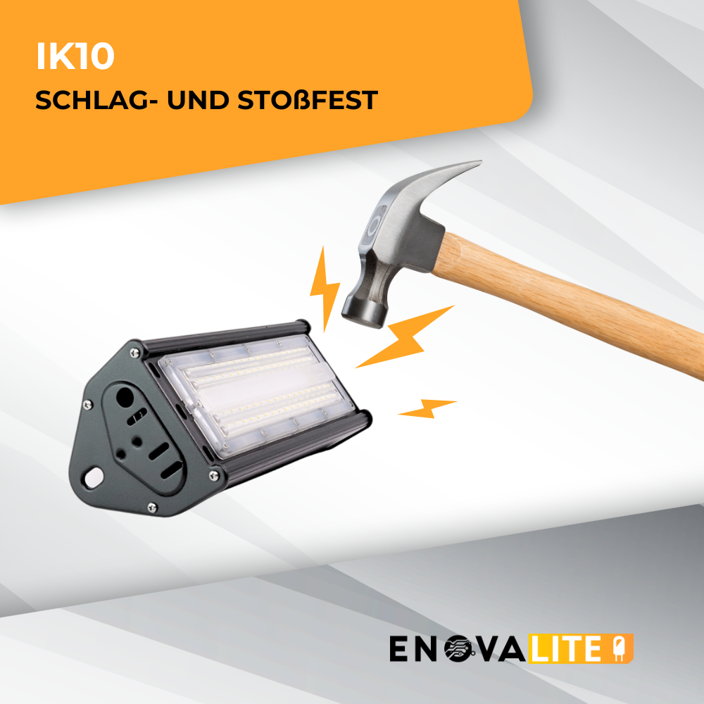 4er Pack LED-Hallenleuchte, linear, 50 W, 6000 lm, 5000 K (neutralweiß), IP65, ENEC-Zertifizierung, schwarz