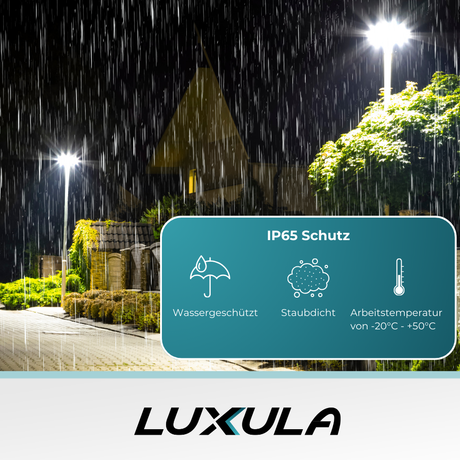 10er Pack LED Straßenleuchte, 100 W, 3000 K (warmweiß), 10000 lm, grau, IP65, Wand- und Mastmontage.