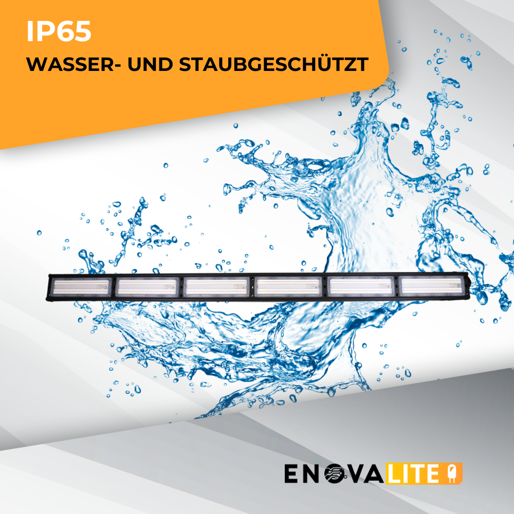 LED-Hallenleuchte, linear, 300 W, 36000 lm, 5000 K (neutralweiß), IP65, ENEC-Zertifizierung, schwarz | Lichttechnik24.de.