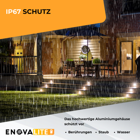 2er Set LED Bodeneinbaustrahler, Ø 65 x 80 mm, 5 W, 300 lm, 3000 K (warmweiß), schwarz, Aluminiumdruckguss, EPISTAR.