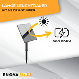 4er Set Solar Gartenstrahler, Gartenspots, 3 Lichtmodi, 5W, 90lm, 3000K, mit Erdspieß | Lichttechnik24.de.