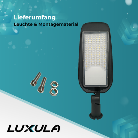 LED-Straßenleuchte, Wegeleuchte, 50 W, 5800 lm, 5000 K (neutralweiß), IP65, Ø48-60 mm.