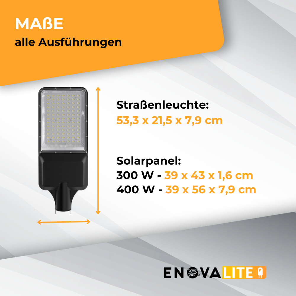 Solar-Straßenleuchte PRO, Parkplatzleuchte, 30W PV, 4300lm, 6500K, IP65