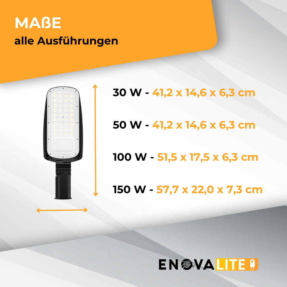 LED-Straßenleuchte, 100 W, 14000 lm, 5000 K (neutralweiß), IP65,