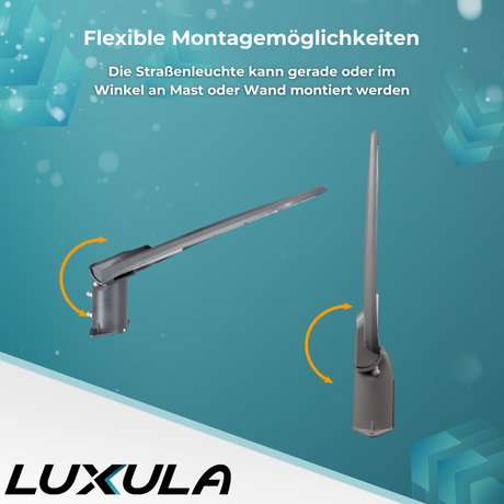 LED Straßenleuchte, 30 W, 3000 K (warmweiß), 3000 lm, grau, IP65, Wand- und Mastmontage.