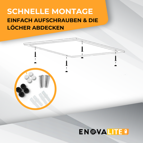 LED Panel SLIM, Aufbaupanel mit integriertem Netzteil, UGR<19, 60x60 cm, Aufputzleuchte, 30 W, 3300 lm, 4000 K.