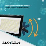 LED CCT Fluter, 200 W, 3000-6500 K (warm-, neutral-, kaltweiß), 20000 lm, schwarz, IP65