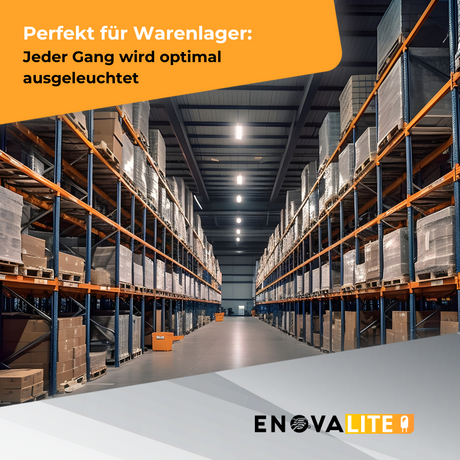 4er Pack LED-Hallenleuchte, linear, 150 W, 18000 lm, 5000 K (neutralweiß), IP65, ENEC-Zertifizierung, schwarz.
