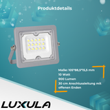 LED-Fluter, 10 W, 4000 K (neutralweiß), 900 lm, grau, IP65