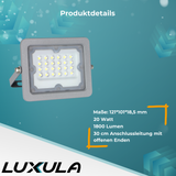 LED-Fluter, 20 W, 4000 K (neutralweiß), 1800 lm, grau, IP65