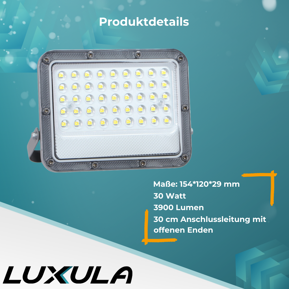 LED-Fluter, 30 W, 4000 K (neutralweiß), 3900 lm, grau, IP65