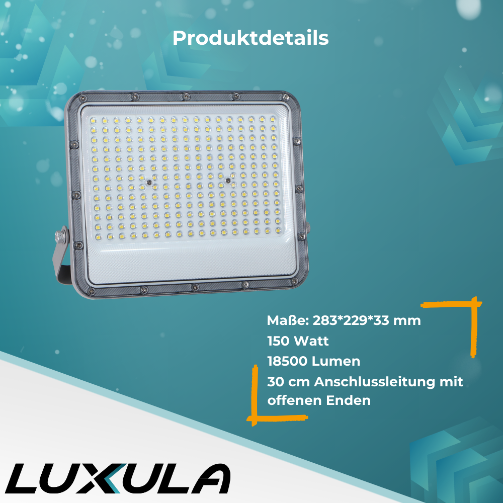 LED-Fluter, 150 W, 4000 K (neutralweiß), 18500 lm, grau, IP65