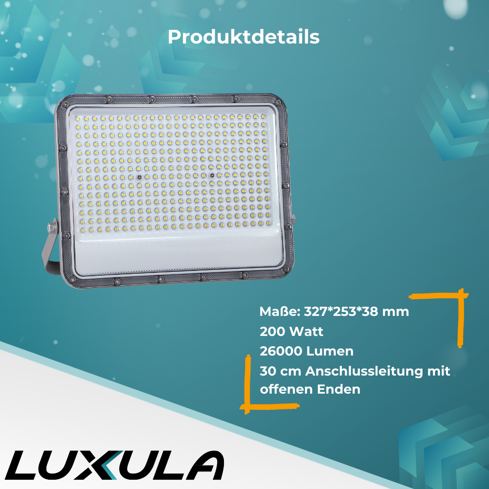 LED-Fluter, 200 W, 4000 K (neutralweiß), 26000 lm, grau, IP65