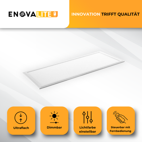 LED CCT Panel Set mit Fernbedienung und Aufbaurahmen, 120x30 cm, 36 W, 3600 lm
