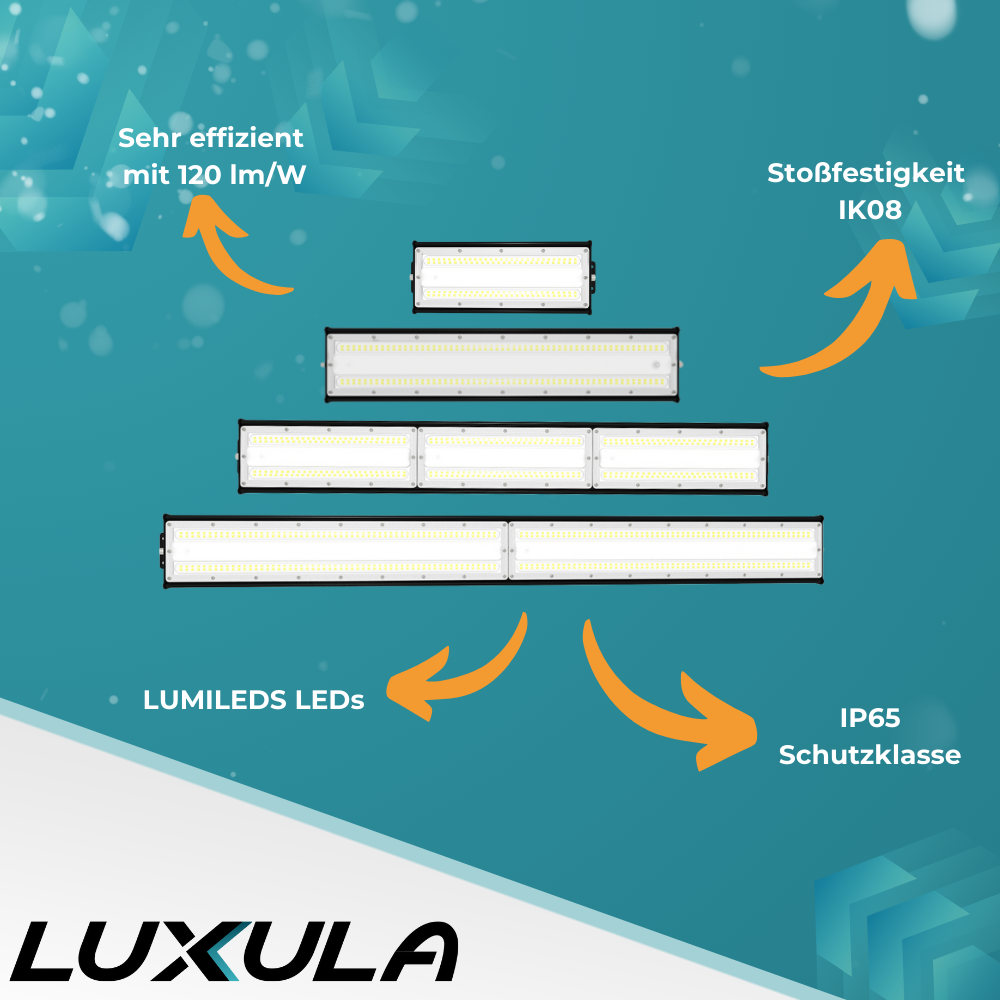 2er Pack LED-Hallenleuchte, linear, 150 W, 18000 lm, 5000 K (neutralweiß), IP65, EPISTAR LED, schwarz