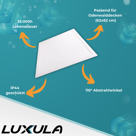 LED BackLit Panel, 62x62, 40W, 4400 lm, 4000K, 110°, IP44