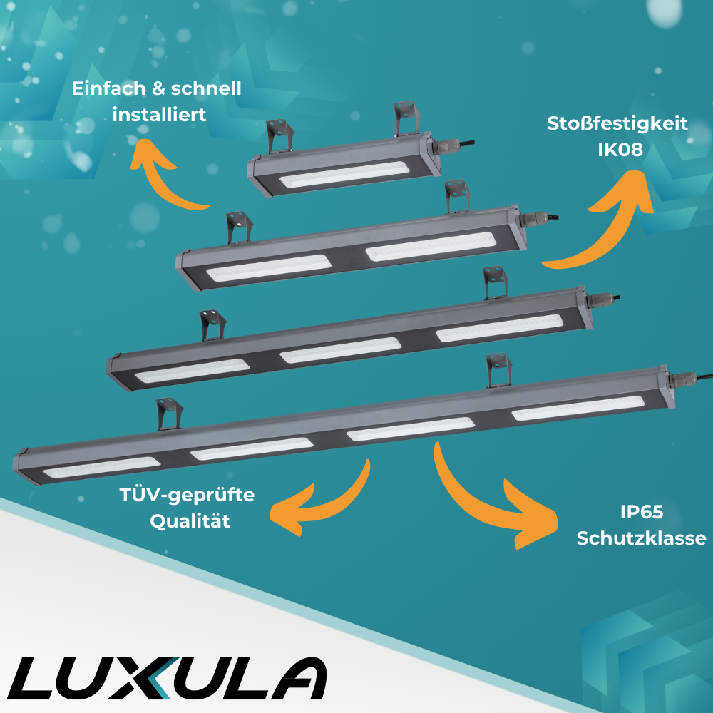 LED-Hallenleuchte, linear, 200 W, 25000 lm, 5000 K (neutralweiß), IP65, grau | Lichttechnik24.de.