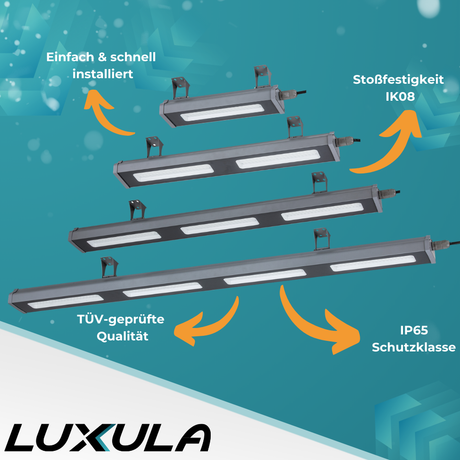 LED-Hallenleuchte, linear, 100 W, 12400 lm, 5000 K (neutralweiß), IP65, grau | Lichttechnik24.de.