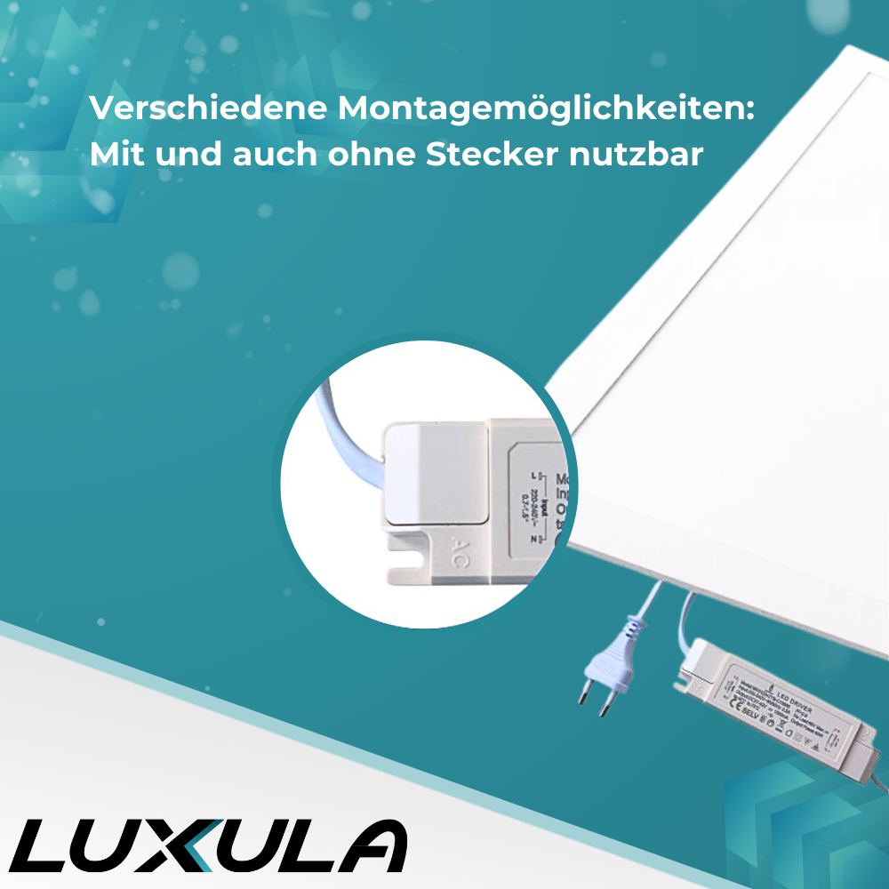 4er Pack LED-Panel mit Farbtemperaturwechsel CCT, 3000-6000 K, 62x62 cm, Back-lit, 36W, 3600 lm