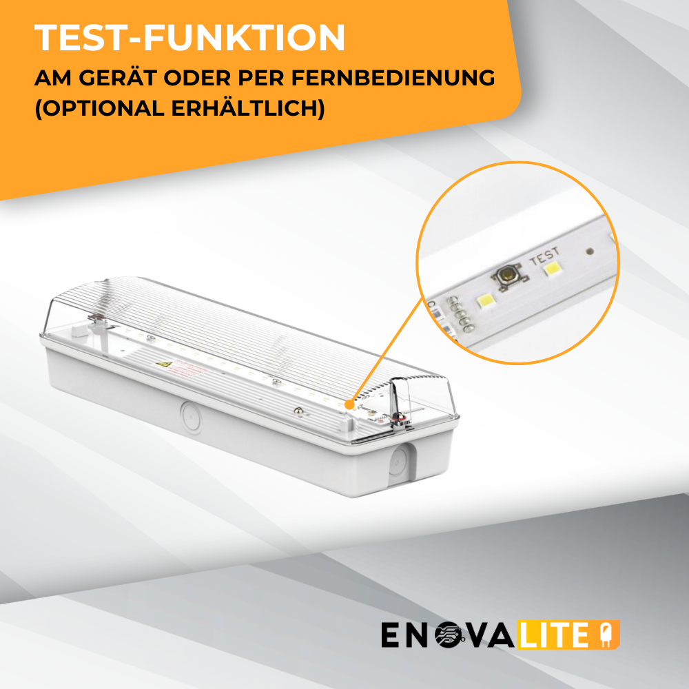 LED-Fluchtwegleuchte, mit Fernbedienung, 8 h Notlicht, Notausgang mit Notstromeinheit, TEST-Funktion, Wandmontage, IP65 | Lichttechnik24.de.